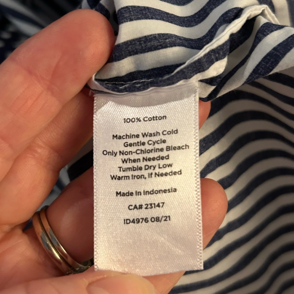 Talbots Office Button Down Petite Small Navy & Wh… - image 8